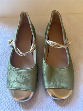 New Chinese Green Floral Mary Jane Whimsigoth Fairy Balletcore Romantic Flat